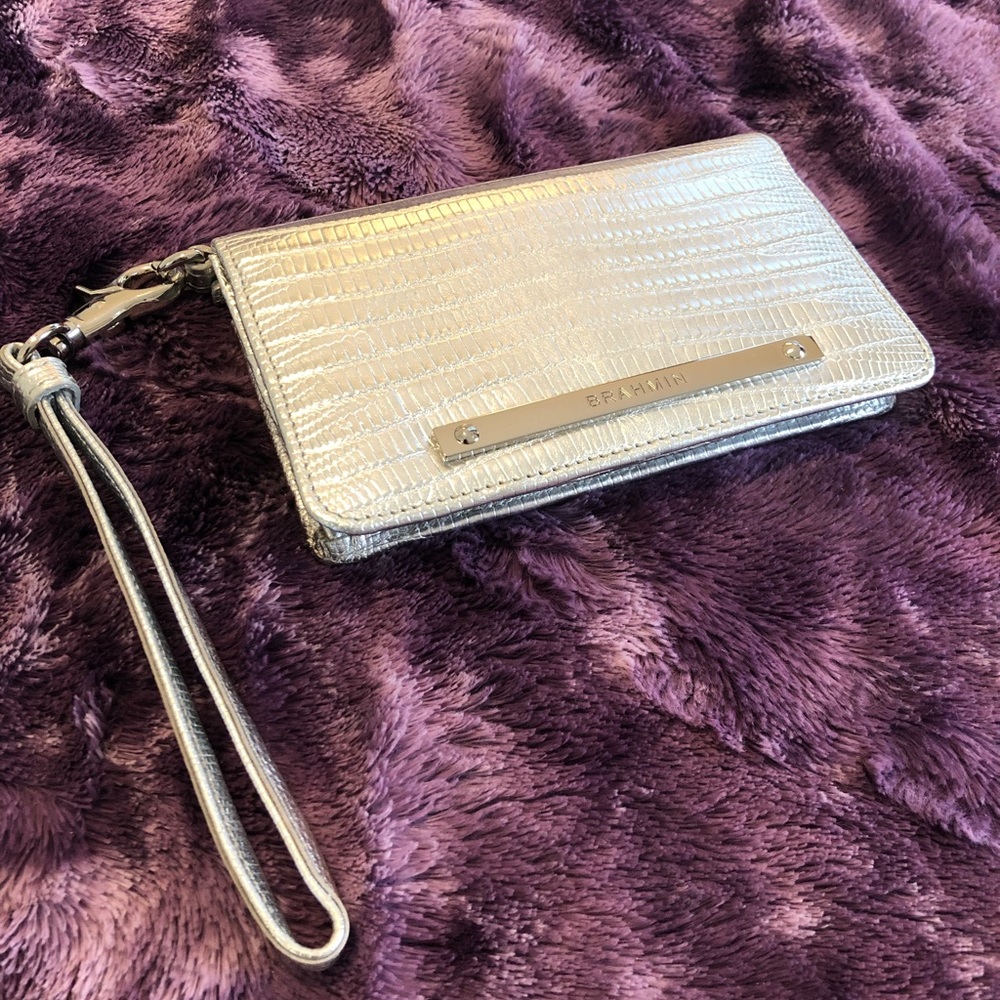 Brahmin Silver Snakeskin Wristlet